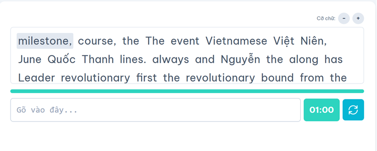 Typing test screenshot